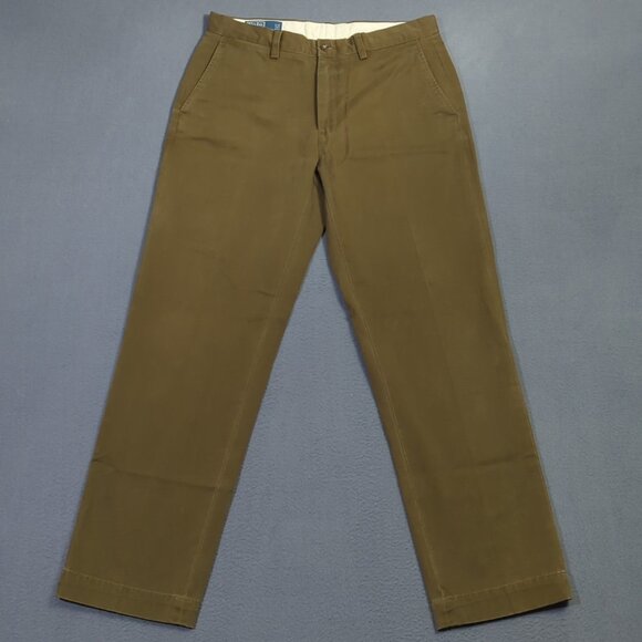 Polo Ralph Lauren Pants Mens 33x32 Olive Brown Cotton Preston Pant Preppy Casual - Picture 1 of 10